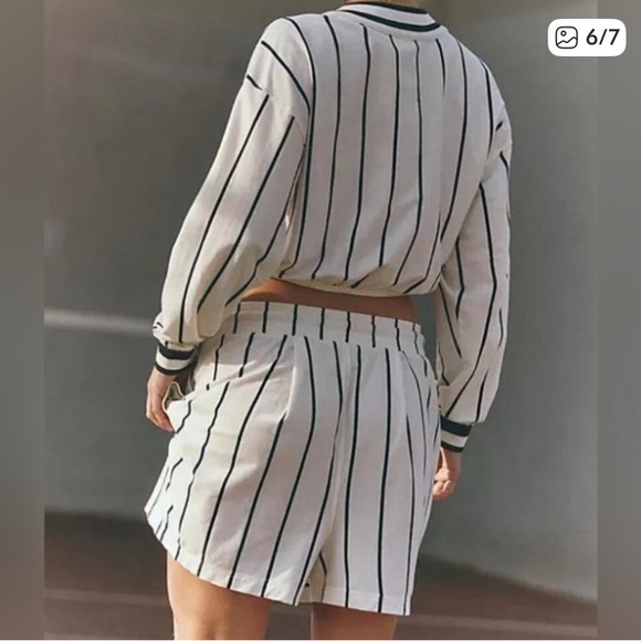 FREE PEOPLE MOVEMENT OFF DUTY SET IVORY STRIPE COMBO NWT - Picture 4 of 5